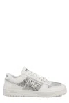Prada Crystal-embellished Leather Sneakers In White