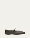 Prada Embellished Leather Mary Jane Ballerina Flats In Black