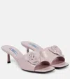 Prada Embellished Leather Mules In Alabastro