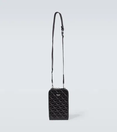 Prada Smartphone-etui Aus Leder In Black