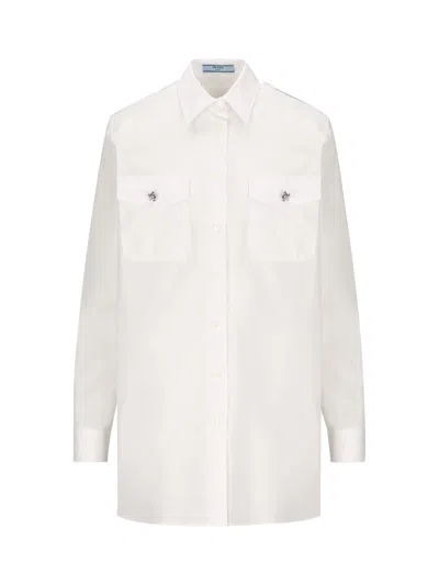 PRADA EMBELLISHED LONG-SLEEVED BUTTONED SHIRT