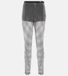 Prada Embellished Mesh Pants In Ematite