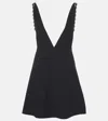 Prada Embroidered Sablé Mini-dress In Black
