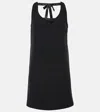Prada Bow Detailing Crepe Mini Dress In Schwarz