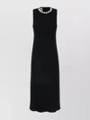 PRADA EMBELLISHED NECKLINE MIDI LENGTH SLEEVELESS DRESS