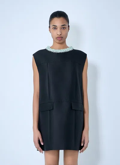 Prada Embellished Neckline Sleeveless Dress In Blue
