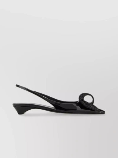 Prada Embellished Patent Pointed Toe Kitten Heels In Black