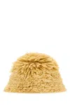 Prada Textured Raffia Bucket Hat Accessory In Gold