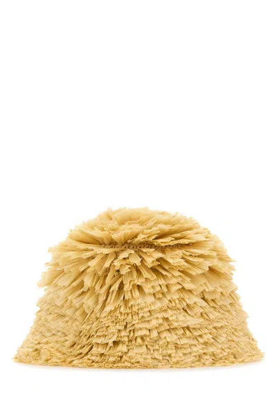 PRADA PRADA EMBELLISHED RAFFIA BUCKET HAT