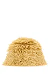 Prada Textured Raffia Bucket Hat Accessory In Gold