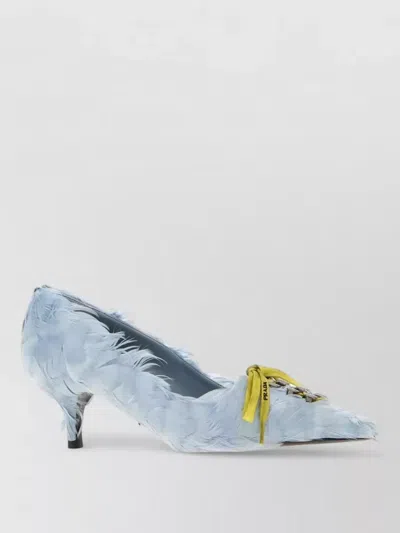 Prada Embellished Satin Pumps With 5 Cm Heel In Blue