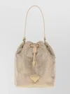 Prada Crystal-embellished Drawstring Bucket Bag In Brown