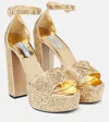 Prada Embellished Satin Platform Sandals In Platino