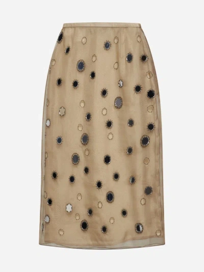 PRADA EMBELLISHED SILK SKIRT