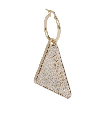 Prada Crystal Logo Jewels Left Earring In Silver