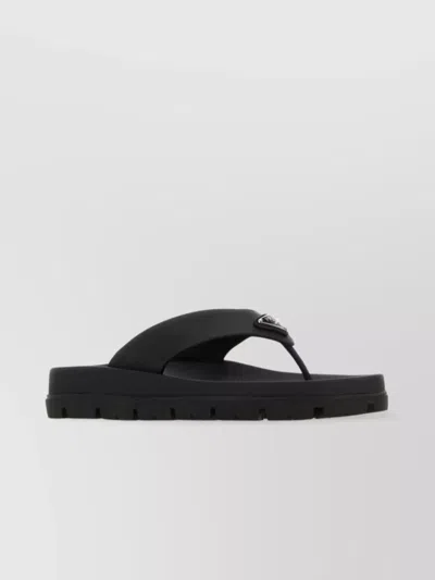 Prada Embellished Strap Rubber Thong Sandals
