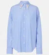 Prada Poplin Shirt With Rhinestone Detail In Blue