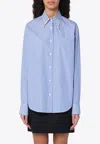 Prada Poplin Shirt With Rhinestone Detail In Blue
