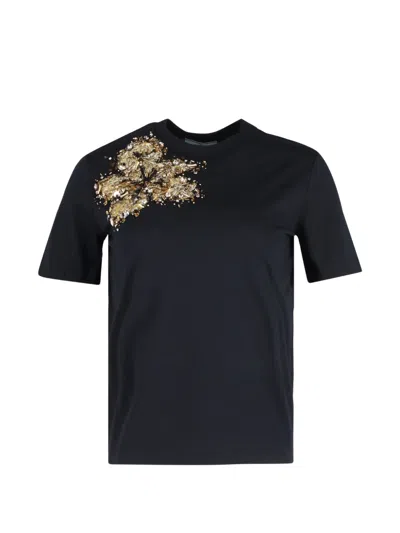 Pre-owned Prada Embellished T-shirt In Black