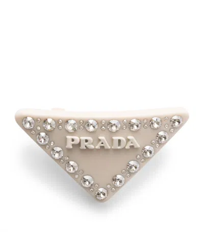 Prada Embellished Triangle Hair Clip In Yellow