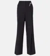 Prada Embellished Wool Gabardine Wide-leg Pants In Black