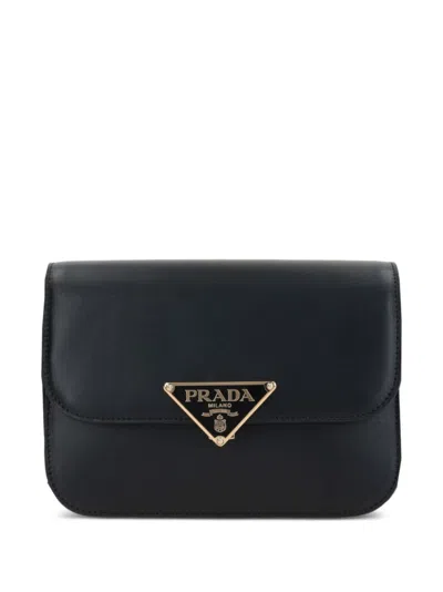 Prada Triangle-logo Crossbody Bag In Black