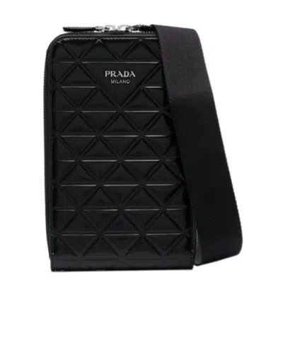 Prada Brushed Leather Smartphone Case In Black