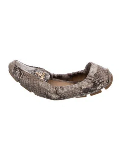 Pre-owned Prada Embossed Leather Animal Print Ballet Flats In Multi