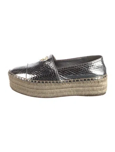 Pre-owned Prada Embossed Leather Animal Print Espadrilles In Multi