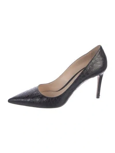 Pre-owned Prada Embossed Leather Animal Print Pumps In Black
