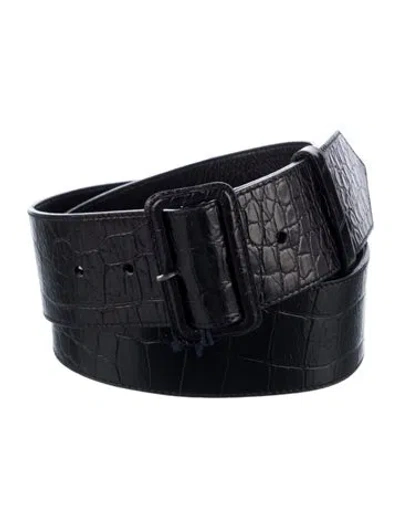 Pre-owned Prada Embossed Leather Belt In Black