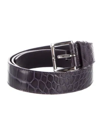 Pre-owned Prada Embossed Leather Belt In Purple