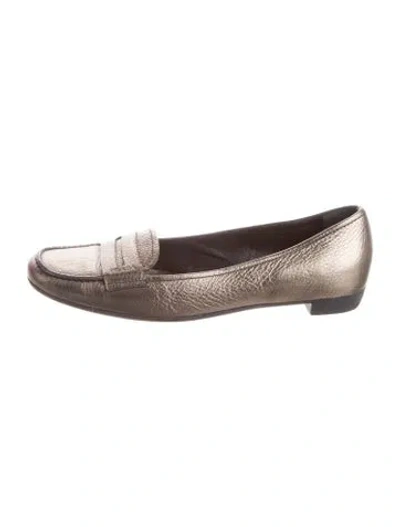 Pre-owned Prada Embossed Leather Lasercut Accents Loafers