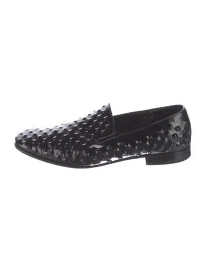 Pre-owned Prada Embossed Leather Loafers In Black
