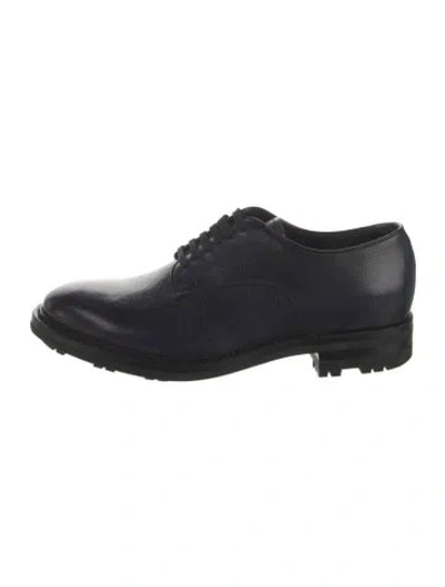 Pre-owned Prada Embossed Leather Oxfords In Blue