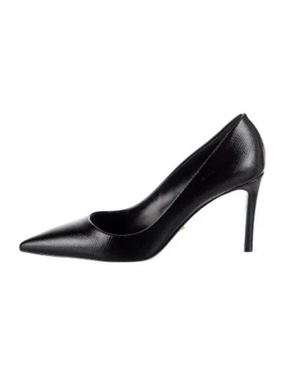 Pre-owned Prada Embossed Leather Pumps In Black