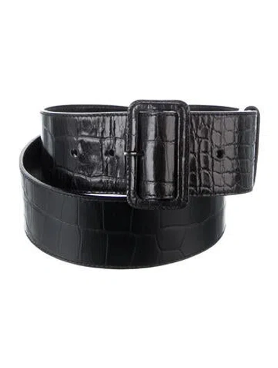 Pre-owned Prada Embossed Leather Waist Belt In Black