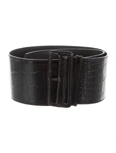 Pre-owned Prada Embossed Leather Waist Belt In Black