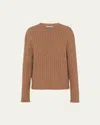 Prada Embossed Logo Cable Cashmere Sweater In Cammello