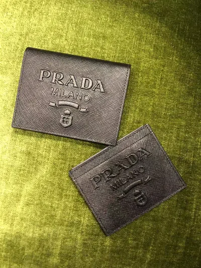 Prada Embossed-logo Cardholder In Multicolor