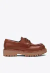 Prada Chunky Sole Lace-up Loafers With Round Toe In Cognac