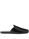 Prada Embossed-logo Leather Mules In Black
