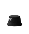 Prada Embossed-logo Padded Bucket Hat In Black