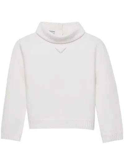Prada Embossed-logo Sweater In F0009 Bianco