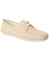 Prada Embossed Suede Driving Shoe In Pink