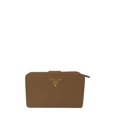 Prada Embossed Wallet In Brown