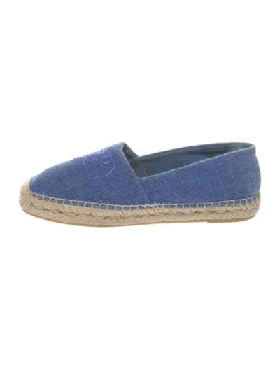 Pre-owned Prada Embroidered Accent Espadrilles In Blue/neutrals