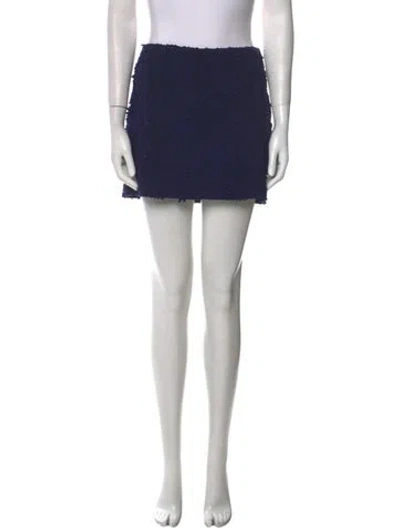 Pre-owned Prada Embroidered Accent Mini Skirt In Blue