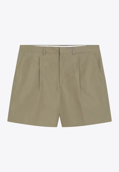 Prada Embroidered Bermuda Shorts In Brown