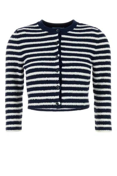 PRADA EMBROIDERED BOUCLE CARDIGAN